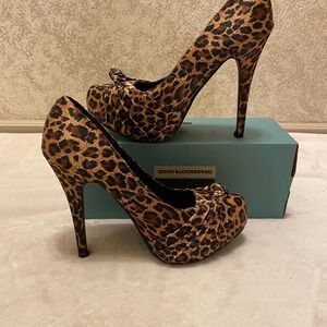 Qupid Leopard Print Stiletto Heels